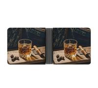 STVNKML Animal Print Pit Bull Leather Bifold Wallet with 2 Hidden Pockets 6 Card Slots Slim Wallets for Cash, Cards, And ID, Cigar & Whiskey, One Size, Modern