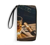 STVNKML Animal Print Pit Bull Womens Wallet Leather Coin Purse Clutch Wristlet Travel Long Wallets Card Organizer, Cigar & Whiskey, 19.7x10.5cm