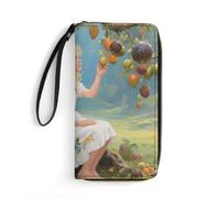 STVNKML Animal Print Pit Bull Womens Wallet Leather Coin Purse Clutch Wristlet Travel Long Wallets Card Organizer, Ancient Tree Flower Fairy, 19.7x10.5cm