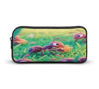 STVNKML Ants Foraging Pencil Case - Large Aesthetic Makeup Bag Multi-Purpose Pencil Pouch Cute Cosmetic Bag with Zipper Closure for Office, Home, Study & Travel