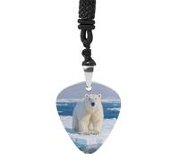 STVNKML Arctic Polar Bear Guitar Pick Holder Necklace Stainless Steel Music Pendant with Adjustable 60cm Cord Functional Jewelry for Guitarists & Music Lovers, Unisex Hip Hop Punk Accessory