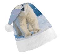 STVNKML Arctic Polar Bear Santa Hat for Adults Christmas Hat Xmas Santa Hats Cap for Costumes Holiday Party Supplies