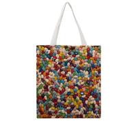 STVNKML Assorted Jelly Beans Canvas Tote Bag for Women Cute Stylish Shoulder Bag Reusable Shopping Bags for Daily