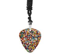 STVNKML Assorted Jelly Beans Guitar Pick Holder Necklace Stainless Steel Music Pendant with Adjustable 60cm Cord Functional Jewelry for Guitarists & Music Lovers, Unisex Hip Hop Punk Accessory