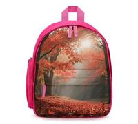 STVNKML Autumn Maple Forest Backpack - 12.6 Inch Casual Daypack with Multi-Pockets BookBag for Daily Essentials, Pink, One Size, Daypack Backpacks