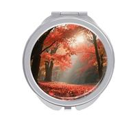 STVNKML Autumn Maple Forest Makeup Mirror, Portable Pocket Mirror with Magnification 1x/2x, Compact Mini Vanity Mirrors for Home, On-The-Go