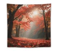 STVNKML Autumn Maple Forest Tapestry Boho Wall Hanging Vibrant Psychedelic Tapestry, Aesthetic Home Wall Dorm Decor, Personalized Background Banner for Bedroom, Dorm Decor & Gift 60"x60"