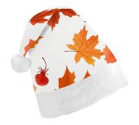 STVNKML Autumn Maple Leaves Santa Hat for Adults Christmas Hat Xmas Santa Hats Cap for Costumes Holiday Party Supplies