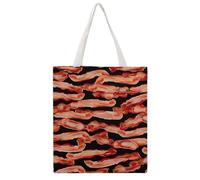 STVNKML Bacon Pattern Canvas Tote Bag for Women Cute Stylish Shoulder Bag Reusable Shopping Bags for Daily
