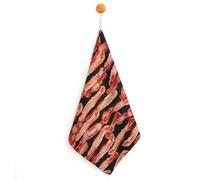 STVNKML Bacon Pattern Hand Towels for Bathroom - 1PCS Kitchen Towels Super Absorbent & Fast Drying Dish Towels Microfiber Cleaning Rags with Hanging Loop - Kitchen Bathroom Essentials