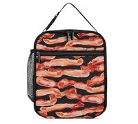 STVNKML Bacon Pattern Insulated Lunch Bag for Work - Leakproof Lunch Tote with Removable Clasp, Large Capacity Cooler Bag for Office, Picnic & Camping
