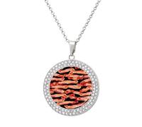 STVNKML Bacon Pattern Necklace for Women Circle Pendant Jewelry Necklaces Fashion Diamond Disc Charm Choker Necklace for Anniversary, Valentines Day, Christmas Gift for Mom Wife, One Size, Zinc
