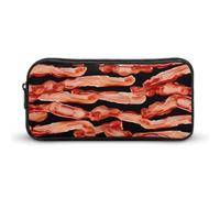 STVNKML Bacon Pattern Pencil Case - Large Aesthetic Makeup Bag Multi-Purpose Pencil Pouch Cute Cosmetic Bag with Zipper Closure for Office, Home, Study & Travel