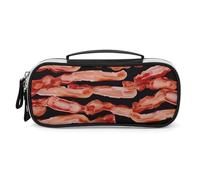 STVNKML Bacon Pattern Pencil Case - PU Leather Pencil Bag Multifunctional Zipper Pouch Bags Small Makeup & Stationery Organizer for Office, Travel, Men & Women (8.3x4.3x1.8in