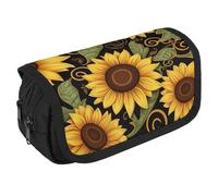 STVNKML Beautiful Sunflower Pencil Case Organizer - Large Capacity 3 Compartment Pencil Pouch for Adults, Portable Makeup Bag & Aesthetic Stationery Bag with Zipper (8.7x4.3) Unisex Gift