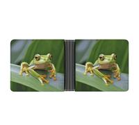 STVNKML Bee Love Honey Leather Bifold Wallet with 2 Hidden Pockets 6 Card Slots Slim Wallets for Cash, Cards, And ID, Tree Frog Baby, One Size, Modern