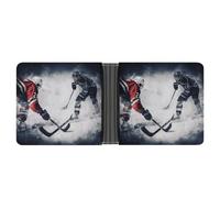 STVNKML Bee Love Honey Leather Bifold Wallet with 2 Hidden Pockets 6 Card Slots Slim Wallets for Cash, Cards, And ID, Ice Hockey Art, One Size, Modern
