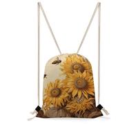 STVNKML Bees And Sunflowers on Old Paper Drawstring Backpack Sport Gym Bags Yoga Shopping Travel Casual Daypacks for Women Men