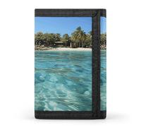 STVNKML Bees And Sunflowers on Old Paper Slim Wallets for Men Money Clip Card Holder Wallet Men's Trifold Wallet And Coin Pocket, Fiji Island and Clear Sea, One Size, Modern