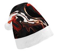 STVNKML Black And Red Marble Santa Hat for Adults Christmas Hat Xmas Santa Hats Cap for Costumes Holiday Party Supplies