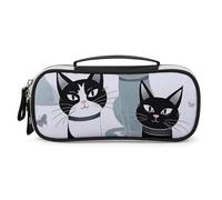 STVNKML Black And White Cats Pencil Case - PU Leather Pencil Bag Multifunctional Zipper Pouch Bags Small Makeup & Stationery Organizer for Office, Travel, Men & Women (8.3x4.3x1.8in