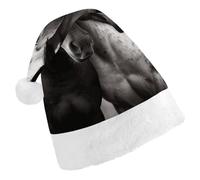STVNKML Black And White Horses Santa Hat for Adults Christmas Hat Xmas Santa Hats Cap for Costumes Holiday Party Supplies