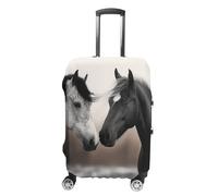 STVNKML Black And White Horses Suitcase Covers for Luggage - Elastic Luggage Cover Protector, Double-sided Washable Suitcases Sleeve for 19-32 Inch Luggage, white, M, Black and White Horses