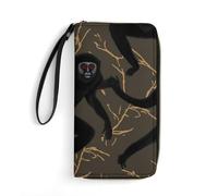 STVNKML Black Gibbon Monkey Womens Wallet Leather Coin Purse Clutch Wristlet Travel Long Wallets Card Organizer