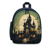 STVNKML Black Haunted Mansion Backpack 12.6 Inch Casual Daypack with Multi-Pockets BookBag for Daily Essentials, Blue, One Size