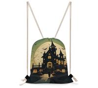 STVNKML Black Haunted Mansion Drawstring Backpack Sport Gym Bags Yoga Shopping Travel Casual Daypacks for Women Men