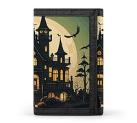 STVNKML Black Haunted Mansion Wallet Men's Trifold Wallet And Coin Pocket Slim Card Holder Wallet for Men Money Clip