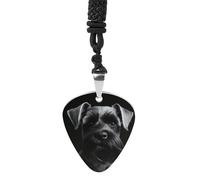 STVNKML Black Schnauzer Dog Guitar Pick Holder Necklace Stainless Steel Music Pendant with Adjustable 60cm Cord Functional Jewelry for Guitarists & Music Lovers, Unisex Hip Hop Punk Accessory