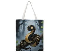 STVNKML Black Snake Canvas Tote Bag for Women Cute Stylish Shoulder Bag Reusable Shopping Bags for Daily