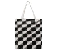 STVNKML Black White Race Checkered Flag Canvas Tote Bag for Women Cute Stylish Shoulder Bag Reusable Shopping Bags for Daily