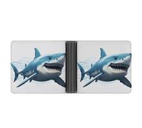 STVNKML Black White Race Checkered Flag Leather Bifold Wallet with 2 Hidden Pockets 6 Card Slots Slim Wallets for Cash, Cards, And ID, Blue Shark, One Size, Modern