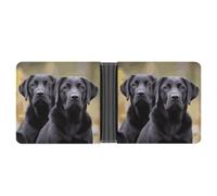 STVNKML Black White Race Checkered Flag Leather Bifold Wallet with 2 Hidden Pockets 6 Card Slots Slim Wallets for Cash, Cards, And ID, Labrador Retriever Dog, One Size, Modern