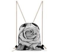 STVNKML Black White Rose Drawstring Backpack Sport Gym Bags Yoga Shopping Travel Casual Daypacks for Women Men