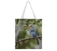 STVNKML Blue And Green Parakeets Canvas Tote Bag for Women Cute Stylish Shoulder Bag Reusable Shopping Bags for Daily