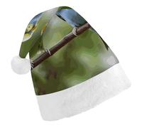 STVNKML Blue And Green Parakeets Santa Hat for Adults Christmas Hat Xmas Santa Hats Cap for Costumes Holiday Party Supplies