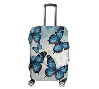 STVNKML Blue Butterfly Suitcase Covers for Luggage - Elastic Luggage Cover Protector, Double-sided Washable Suitcases Sleeve for 19-32 Inch Luggage, white, XL, Blue Butterfly