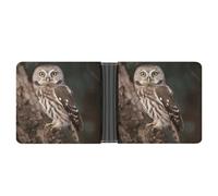 STVNKML Blue Eyed Snow Leopard Leather Bifold Wallet with 2 Hidden Pockets 6 Card Slots Slim Wallets for Cash, Cards, And ID, Wildlife Animal Owl, One Size, Modern