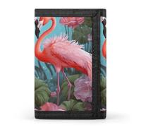 STVNKML Blue Flower Slim Wallets for Men Money Clip Card Holder Wallet Men's Trifold Wallet And Coin Pocket, Flamingo Love Flowers, One Size, Modern