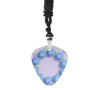STVNKML Blue Hydrangea Pattern Guitar Pick Holder Necklace Stainless Steel Music Pendant with Adjustable 60cm Cord Functional Jewelry for Guitarists & Music Lovers, Unisex Hip Hop Punk Accessory