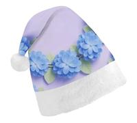 STVNKML Blue Hydrangea Pattern Santa Hat for Adults Christmas Hat Xmas Santa Hats Cap for Costumes Holiday Party Supplies
