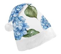 STVNKML Blue Hydrangea Pattern Santa Hat for Adults Christmas Hat Xmas Santa Hats Cap for Costumes Holiday Party Supplies