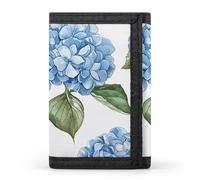 STVNKML Blue Hydrangea Pattern Slim Wallets for Men Money Clip Card Holder Wallet Men's Trifold Wallet And Coin Pocket, Blue Hydrangea Pattern, One Size, Modern