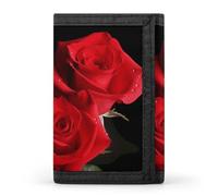 STVNKML Blue Hydrangea Pattern Slim Wallets for Men Money Clip Card Holder Wallet Men's Trifold Wallet And Coin Pocket, Red Roses, One Size, Modern