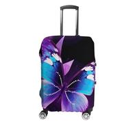 STVNKML Blue Purple Butterfly Suitcase Covers for Luggage - Elastic Luggage Cover Protector, Double-sided Washable Suitcases Sleeve for 19-32 Inch Luggage, white, Small, Blue Purple Butterfly