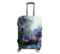 STVNKML Blue Purple Flowers And Green Leaves Suitcase Covers for Luggage - Elastic Luggage Cover Protector, Double-sided Washable Suitcases Sleeve for 19-32 Inch Luggage, white, Small, Blue Purple
