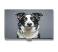 STVNKML Border Collie Aluminum Alloy Business Card Holder Case Name Card Holder Slim Wallet Business Card Holder Credit Card Holder for Women Men